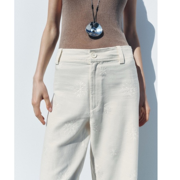 ZARA EMBROIDERED PANTS ZW COLLECTION - Picture 6 of 14